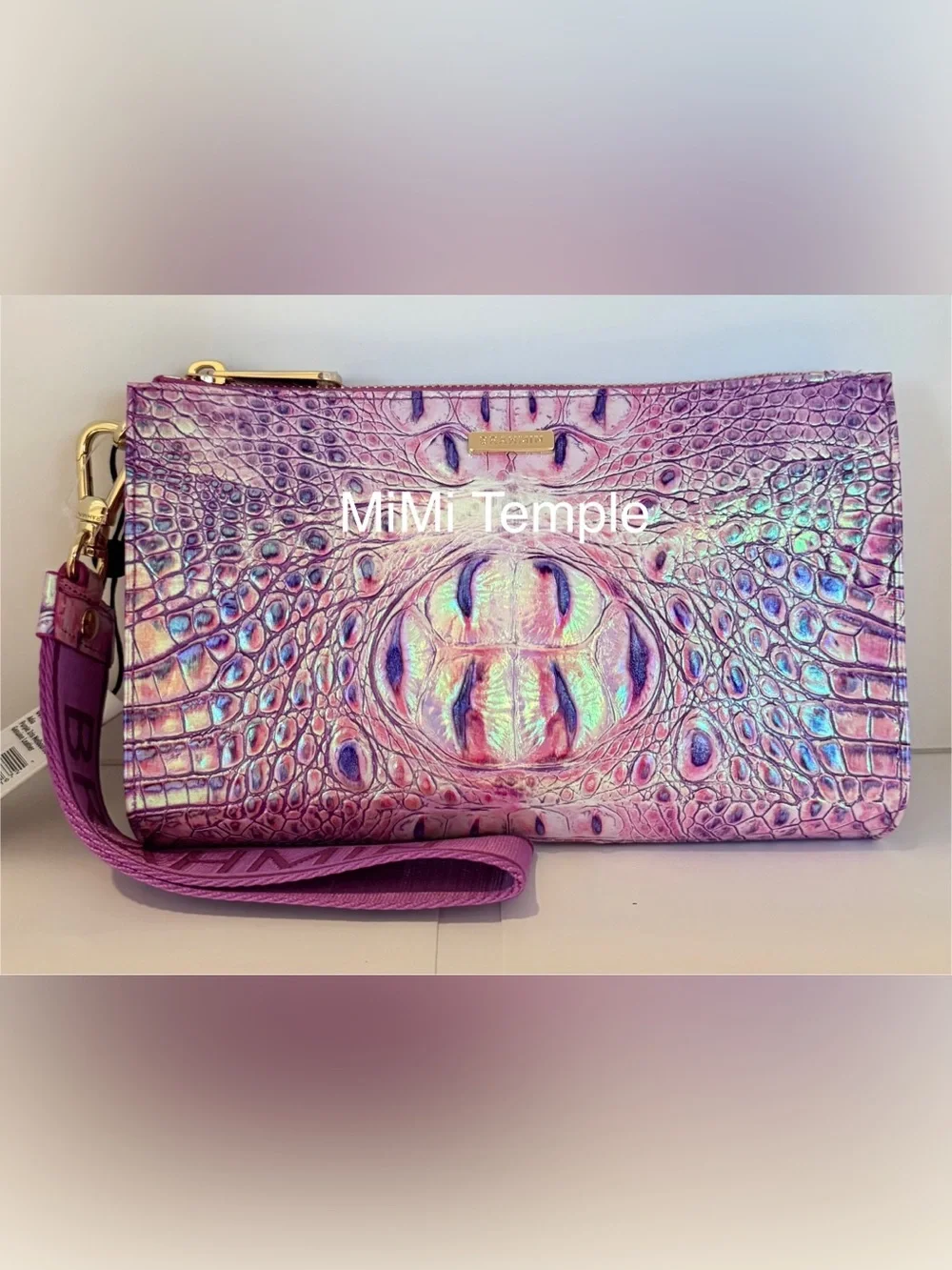 Brahmin Purple Iris Adia Clutch & Veronica Wallet Croc-Embossed 2 Pc Set - RARE